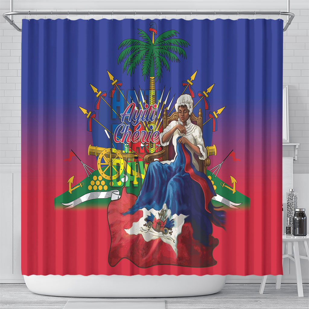 Catherine Flon Haiti Flag Day Shower Curtain Ayiti Cherie Coat Of Arms