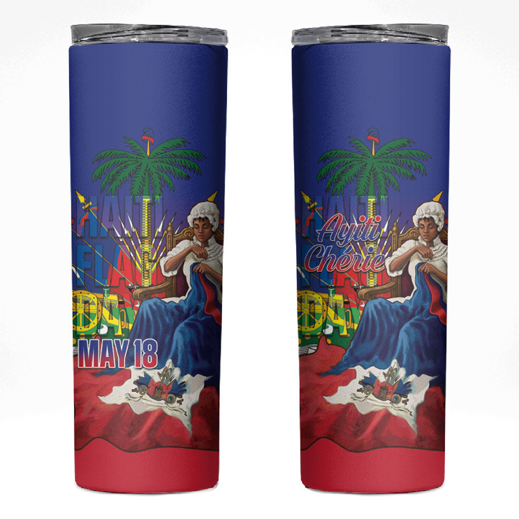 Catherine Flon Haiti Flag Day Skinny Tumbler Ayiti Cherie Coat Of Arms