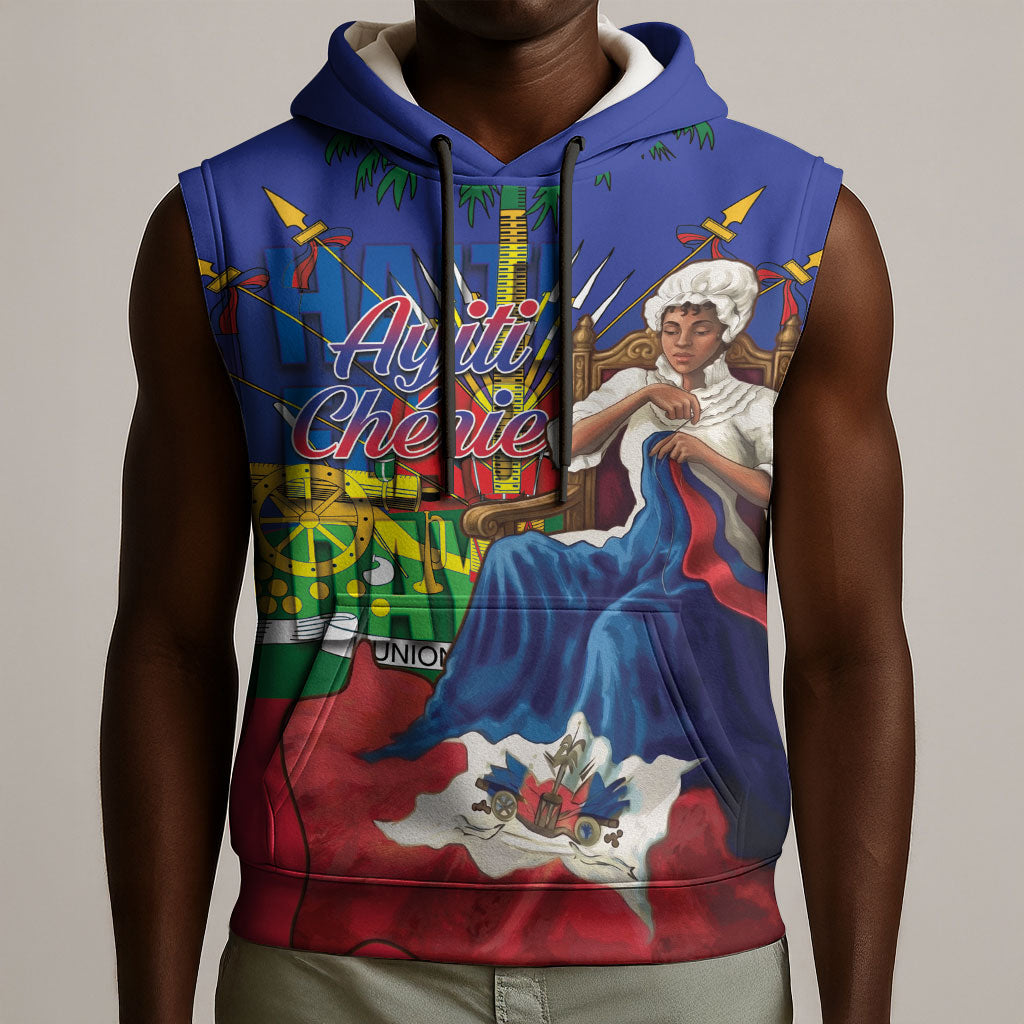 Catherine Flon Haiti Flag Day Sleeveless Hoodie Ayiti Cherie Coat Of Arms