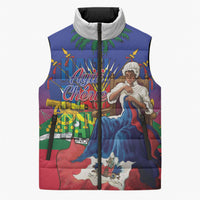 Catherine Flon Haiti Flag Day Sleeveless Puffer Jacket Ayiti Cherie Coat Of Arms