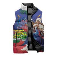 Catherine Flon Haiti Flag Day Sleeveless Puffer Jacket Ayiti Cherie Coat Of Arms