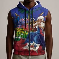 Catherine Flon Haiti Flag Day Sleeveless Zip Hoodie Ayiti Cherie Coat Of Arms