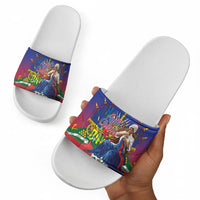 Catherine Flon Haiti Flag Day Slide Sandals Ayiti Cherie Coat Of Arms