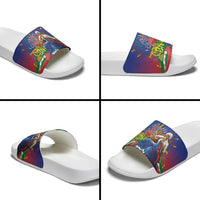 Catherine Flon Haiti Flag Day Slide Sandals Ayiti Cherie Coat Of Arms