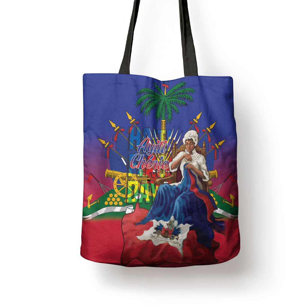 Catherine Flon Haiti Flag Day Tote Bag Ayiti Cherie Coat Of Arms