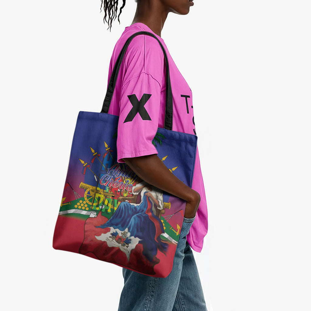 Catherine Flon Haiti Flag Day Tote Bag Ayiti Cherie Coat Of Arms