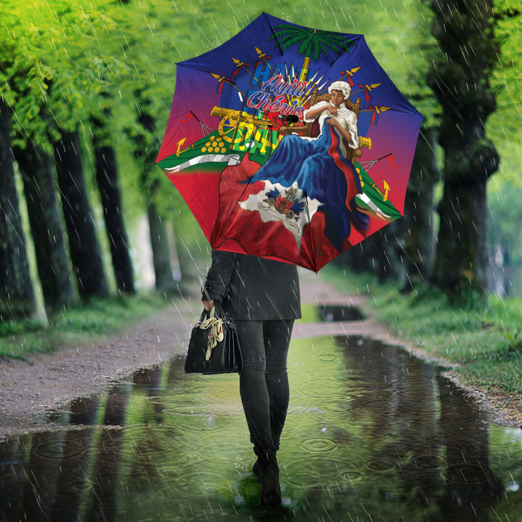 Catherine Flon Haiti Flag Day Umbrella Ayiti Cherie Coat Of Arms