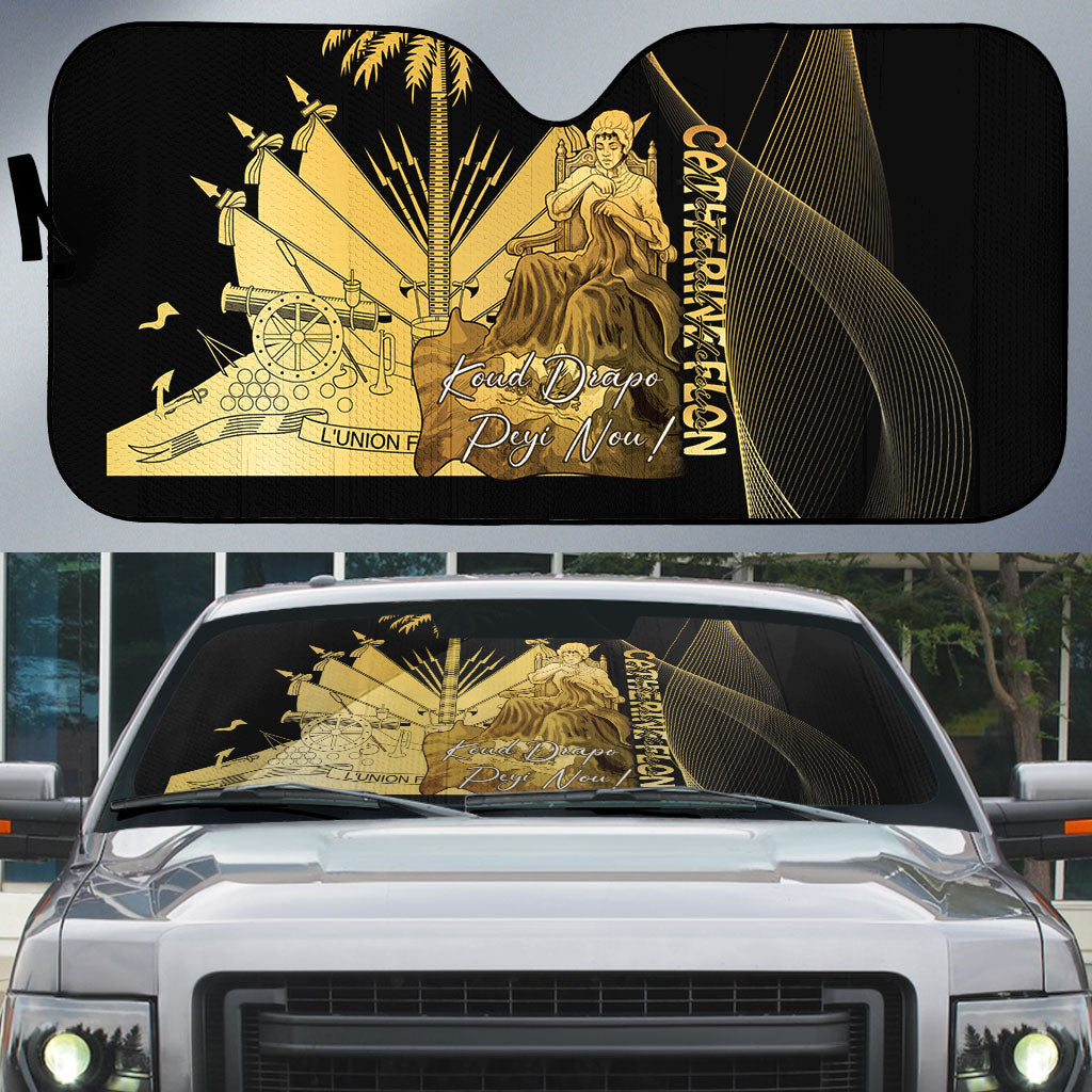 Catherine Flon Haiti Flag Day Auto Sun Shade National Heroine Koud Drapo Peyi Nou