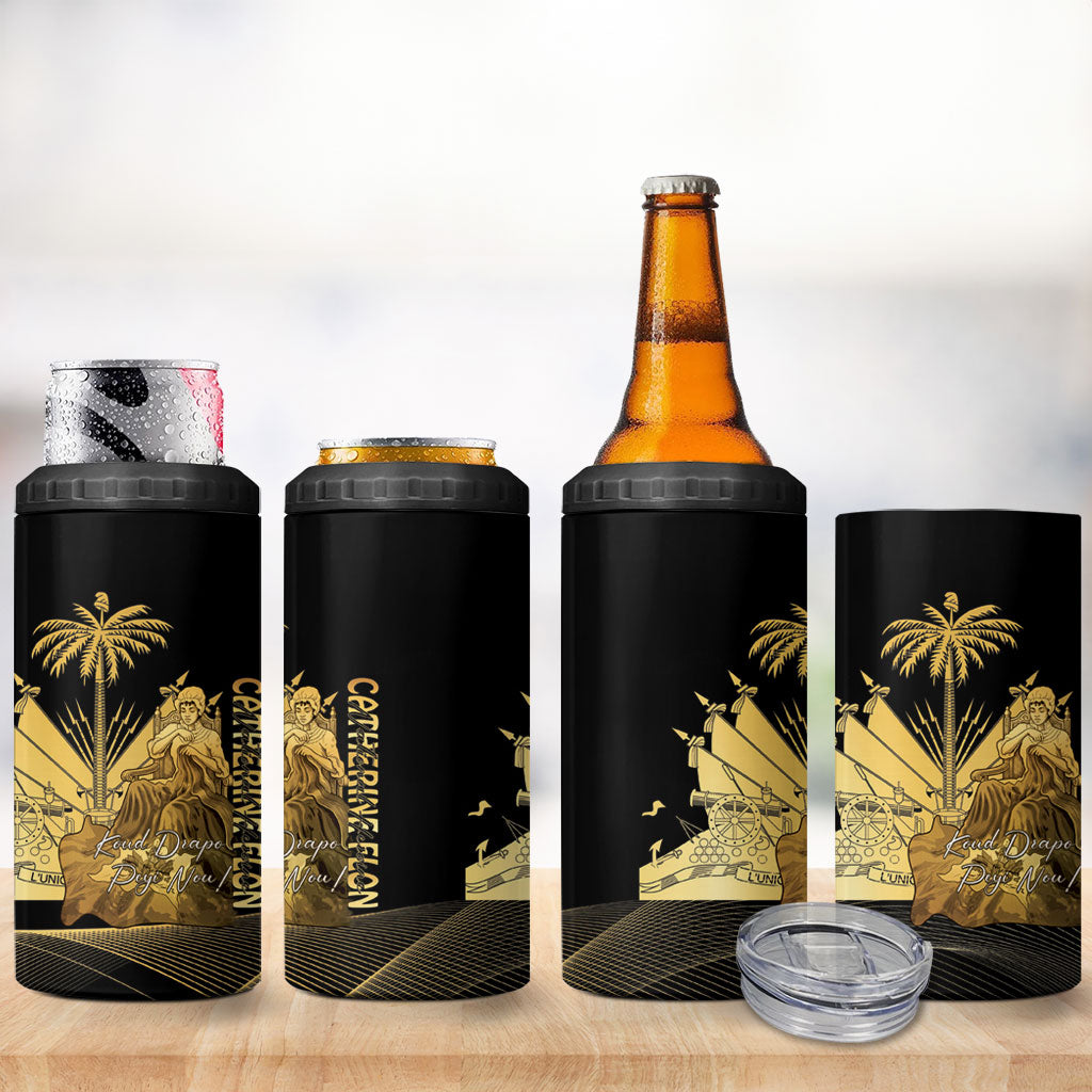 Catherine Flon Haiti Flag Day 4 in 1 Can Cooler Tumbler National Heroine Koud Drapo Peyi Nou
