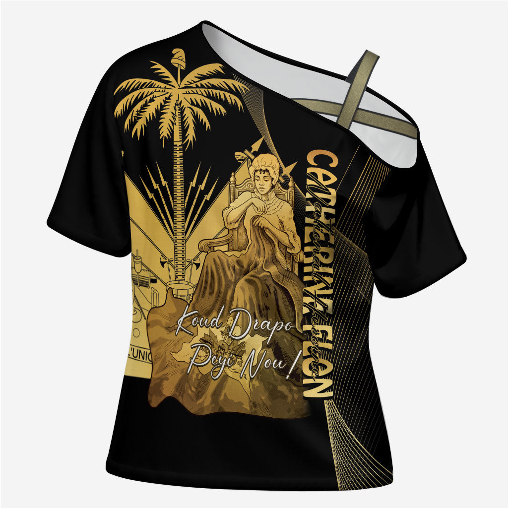 Catherine Flon Haiti Flag Day Cross Shoulder Shirt National Heroine Koud Drapo Peyi Nou