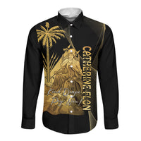 Catherine Flon Haiti Flag Day Long Sleeve Button Shirt National Heroine Koud Drapo Peyi Nou