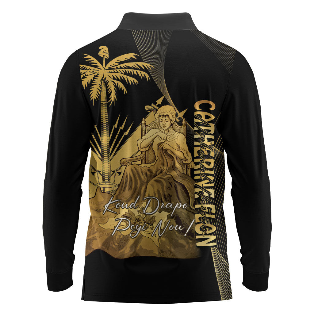 Catherine Flon Haiti Flag Day Long Sleeve Polo Shirt National Heroine Koud Drapo Peyi Nou