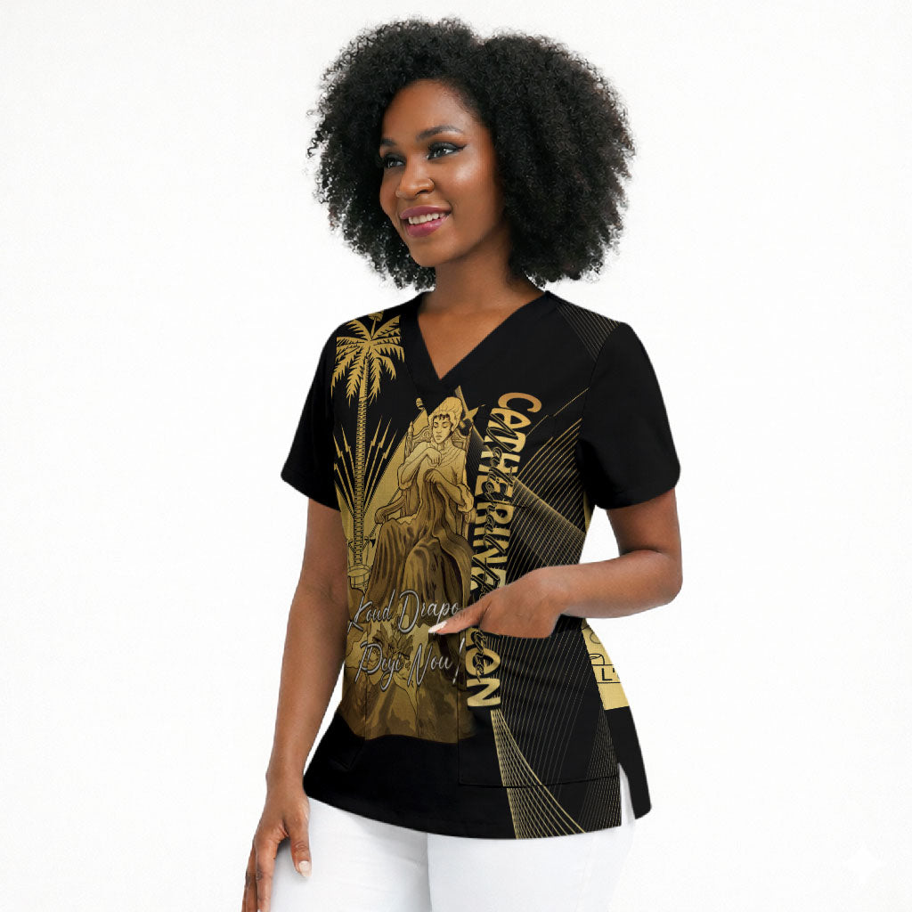 Catherine Flon Haiti Flag Day Scrub Top National Heroine Koud Drapo Peyi Nou