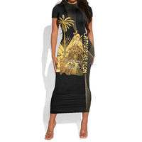 Catherine Flon Haiti Flag Day Short Sleeve Bodycon Dress National Heroine Koud Drapo Peyi Nou