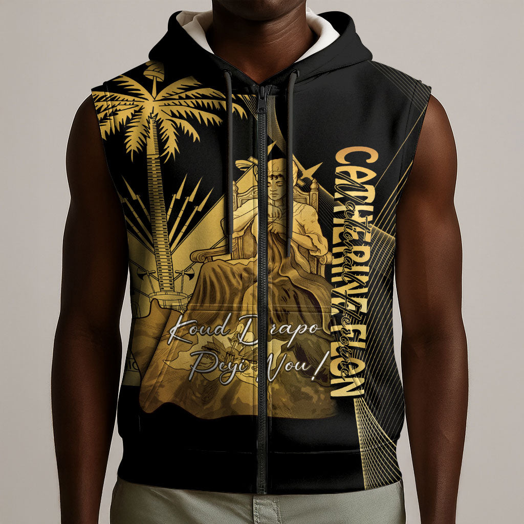 Catherine Flon Haiti Flag Day Sleeveless Zip Hoodie National Heroine Koud Drapo Peyi Nou