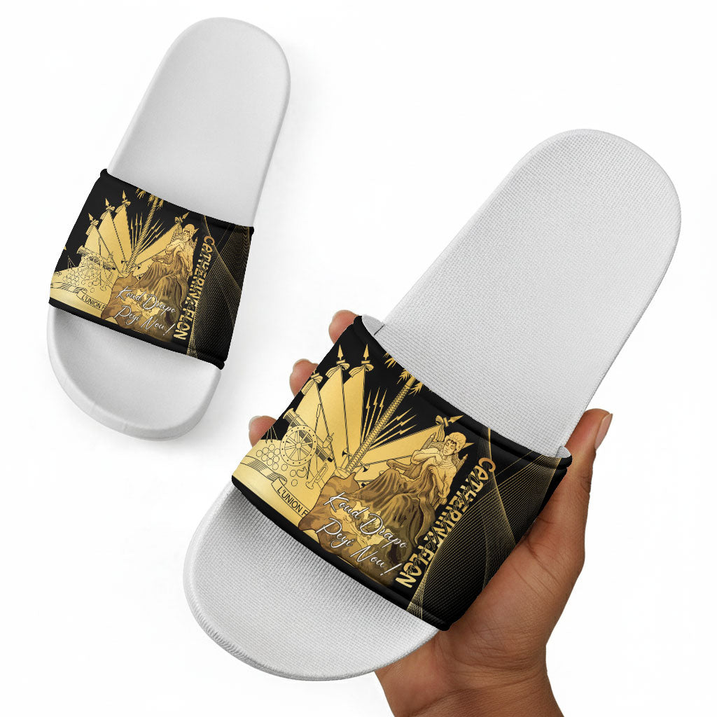 Catherine Flon Haiti Flag Day Slide Sandals National Heroine Koud Drapo Peyi Nou