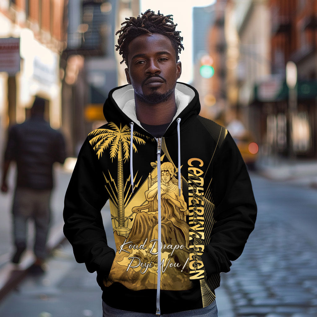 Catherine Flon Haiti Flag Day Zip Hoodie National Heroine Koud Drapo Peyi Nou