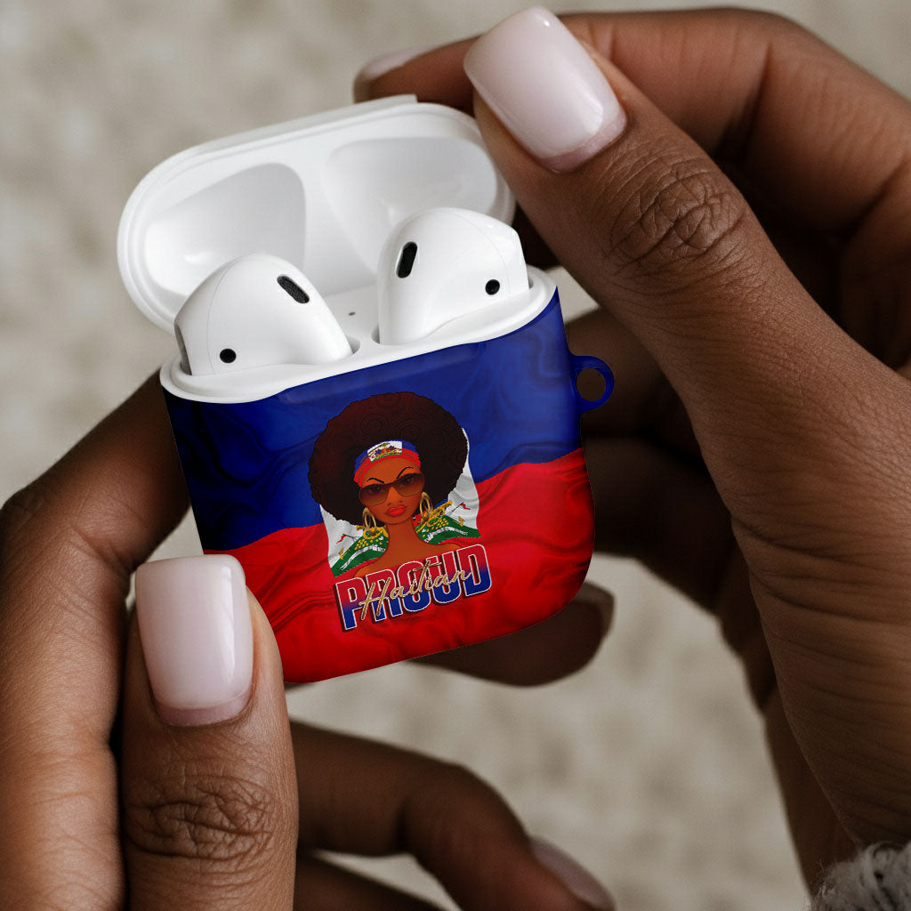 Haiti Flag Day AirPods Case Haitian Women Proud Flag Wave Style