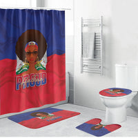 Haiti Flag Day Bathroom Set Haitian Women Proud Flag Wave Style