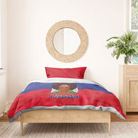 Haiti Flag Day Bedding Set Haitian Women Proud Flag Wave Style