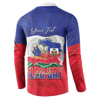 Personalized Haiti Flag Day Button Sweatshirt Haitian Women Proud Flag Wave Style