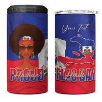 Personalized Haiti Flag Day 4 in 1 Can Cooler Tumbler Haitian Women Proud Flag Wave Style