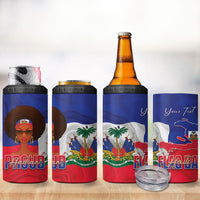 Personalized Haiti Flag Day 4 in 1 Can Cooler Tumbler Haitian Women Proud Flag Wave Style