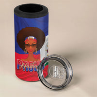 Personalized Haiti Flag Day 4 in 1 Can Cooler Tumbler Haitian Women Proud Flag Wave Style