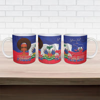 Personalized Haiti Flag Day Ceramic Mug Haitian Women Proud Flag Wave Style