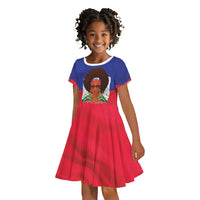 Personalized Haiti Flag Day Kid Short Sleeve Dress Haitian Women Proud Flag Wave Style