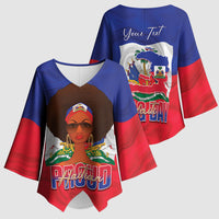 Personalized Haiti Flag Day Kimono Sleeve Blouse Haitian Women Proud Flag Wave Style