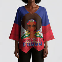 Personalized Haiti Flag Day Kimono Sleeve Blouse Haitian Women Proud Flag Wave Style