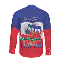 Personalized Haiti Flag Day Long Sleeve Button Shirt Haitian Women Proud Flag Wave Style