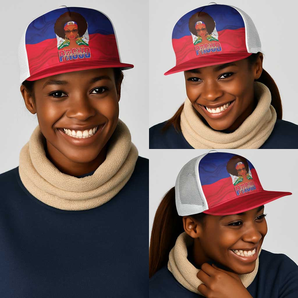 Haiti Flag Day Mesh Trucker Cap Haitian Women Proud Flag Wave Style