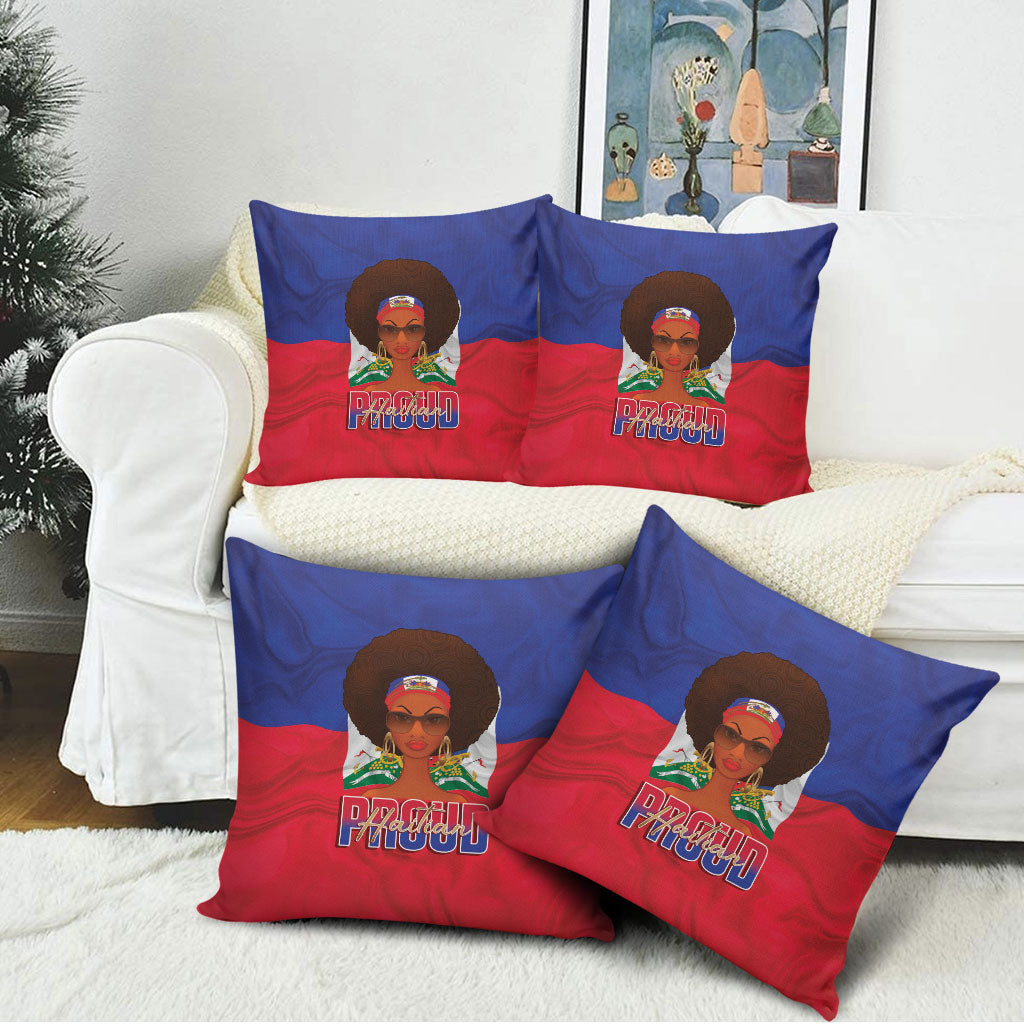Haiti Flag Day Pillow Cover Haitian Women Proud Flag Wave Style