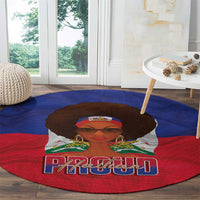 Haiti Flag Day Round Carpet Haitian Women Proud Flag Wave Style
