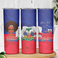 Personalized Haiti Flag Day Skinny Tumbler Haitian Women Proud Flag Wave Style