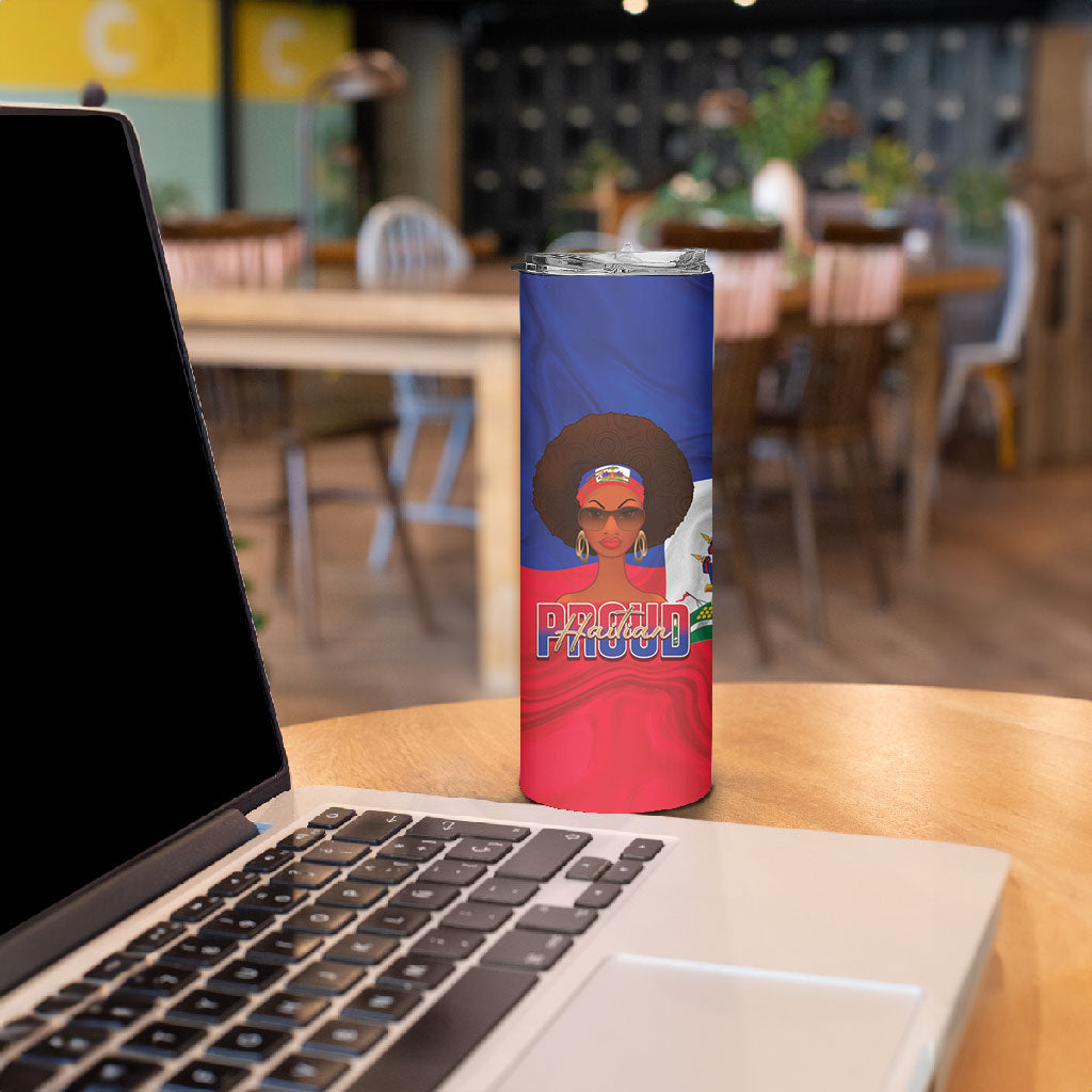 Personalized Haiti Flag Day Skinny Tumbler Haitian Women Proud Flag Wave Style