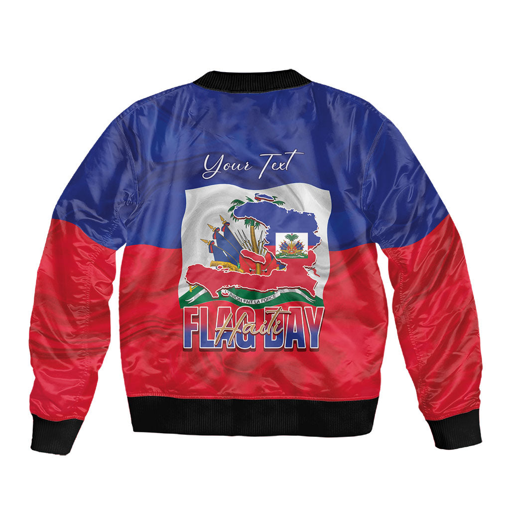 Personalized Haiti Flag Day Sleeve Zip Bomber Jacket Haitian Women Proud Flag Wave Style