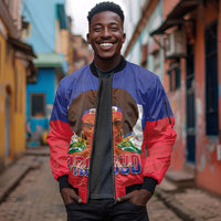 Personalized Haiti Flag Day Sleeve Zip Bomber Jacket Haitian Women Proud Flag Wave Style