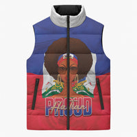 Personalized Haiti Flag Day Sleeveless Puffer Jacket Haitian Women Proud Flag Wave Style