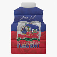 Personalized Haiti Flag Day Sleeveless Puffer Jacket Haitian Women Proud Flag Wave Style