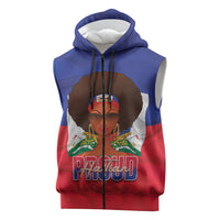 Personalized Haiti Flag Day Sleeveless Zip Hoodie Haitian Women Proud Flag Wave Style