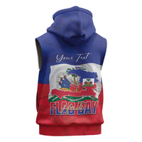 Personalized Haiti Flag Day Sleeveless Zip Hoodie Haitian Women Proud Flag Wave Style