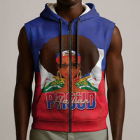 Personalized Haiti Flag Day Sleeveless Zip Hoodie Haitian Women Proud Flag Wave Style