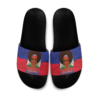 Haiti Flag Day Slide Sandals Haitian Women Proud Flag Wave Style