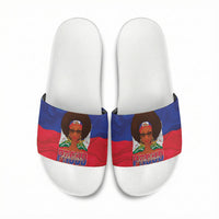 Haiti Flag Day Slide Sandals Haitian Women Proud Flag Wave Style