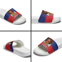 Haiti Flag Day Slide Sandals Haitian Women Proud Flag Wave Style