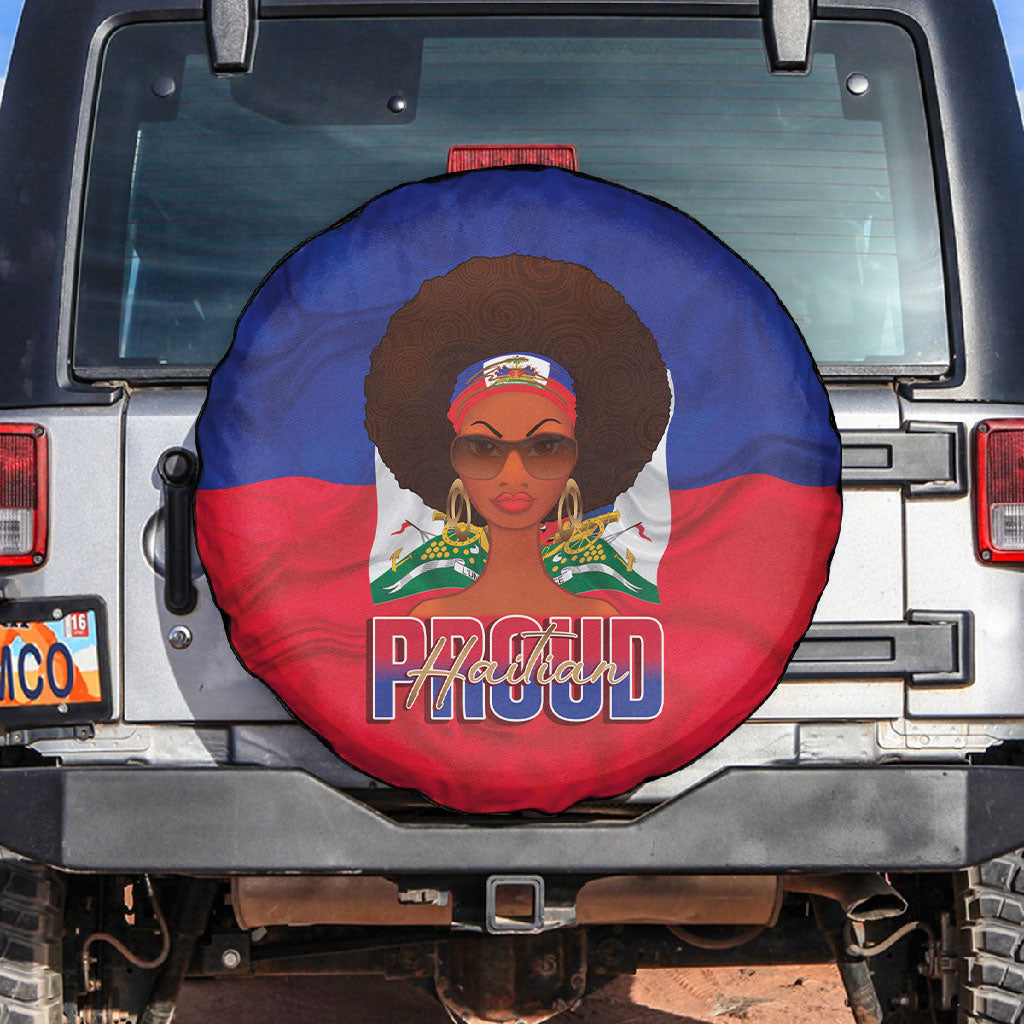 Haiti Flag Day Spare Tire Cover Haitian Women Proud Flag Wave Style