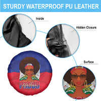 Haiti Flag Day Spare Tire Cover Haitian Women Proud Flag Wave Style